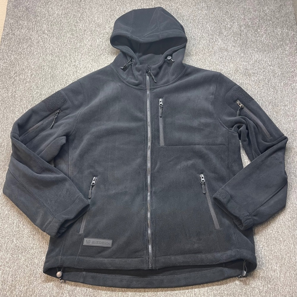 BAERSkin Tactical Hoodie Mens Large Black Fleece Full Zip Jacket Multi Pocket